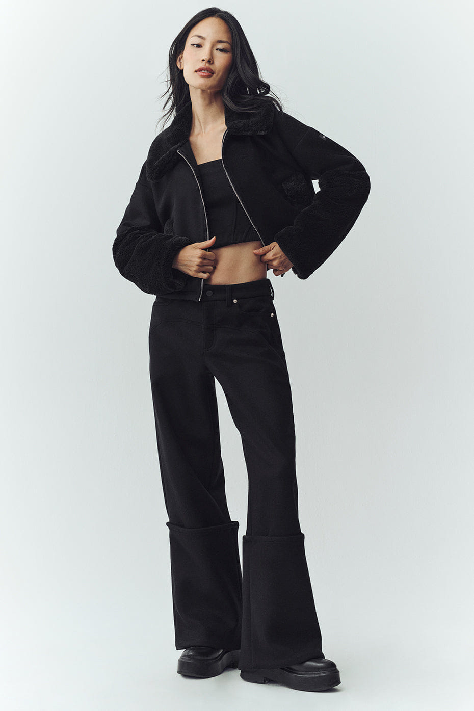 Alo Yoga Wool Blend Nightfall Bomber - Black