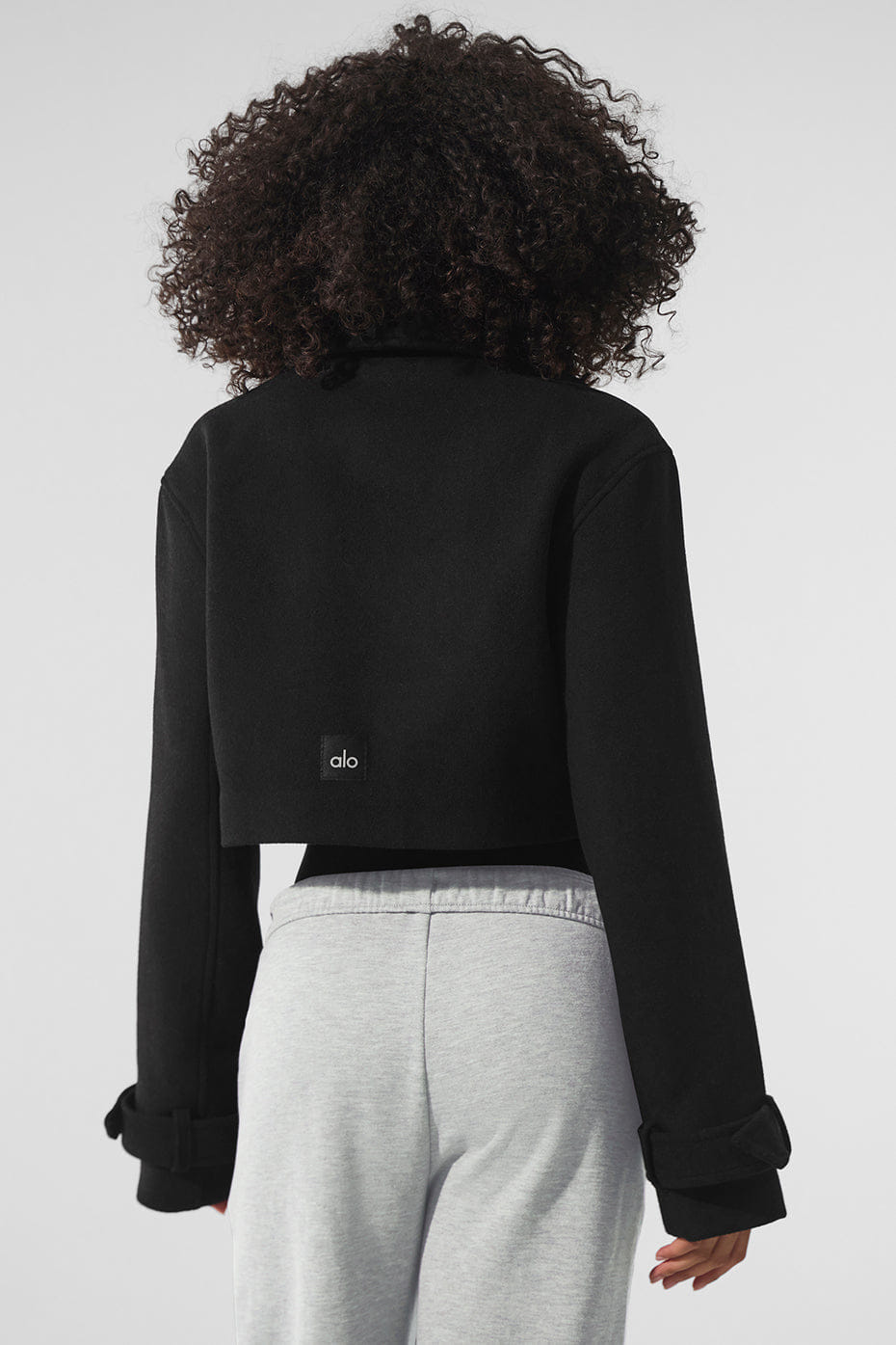 Alo Yoga Wool Cropped Metro Trench - Black