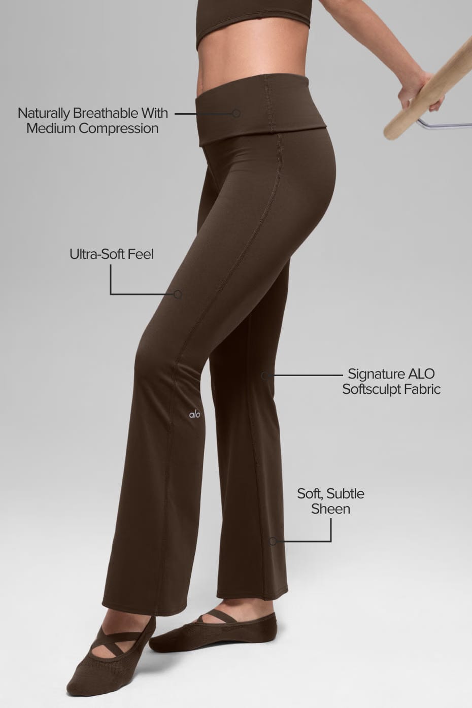 Alo Yoga ALO Softsculpt 7/8 Foldover Flare Legging - Espresso