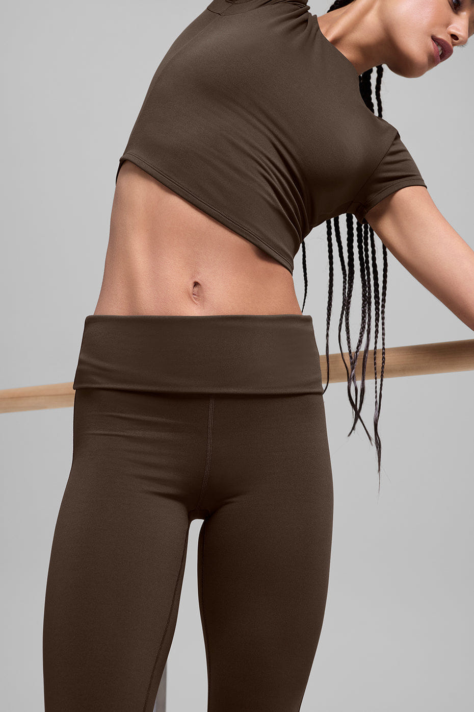 Alo Yoga ALO Softsculpt 7/8 Foldover Flare Legging - Espresso