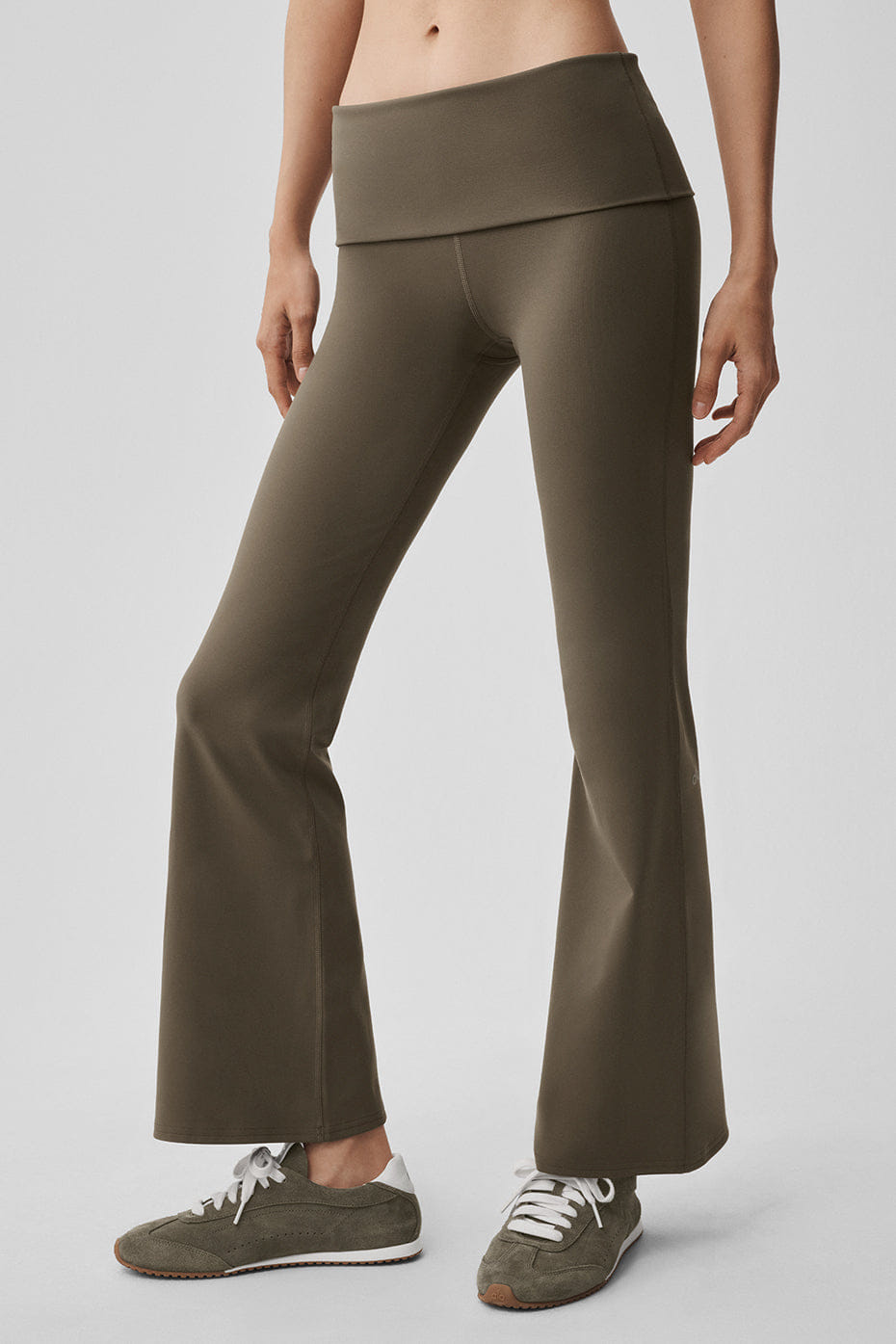 Alo Yoga ALO Softsculpt 7/8 Foldover Flare Legging - Olive Tree