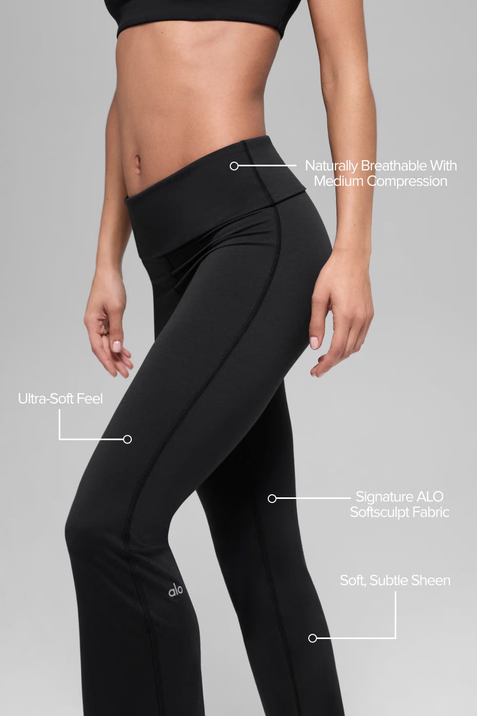 Alo Yoga ALO Softsculpt Foldover Flare Legging - Black