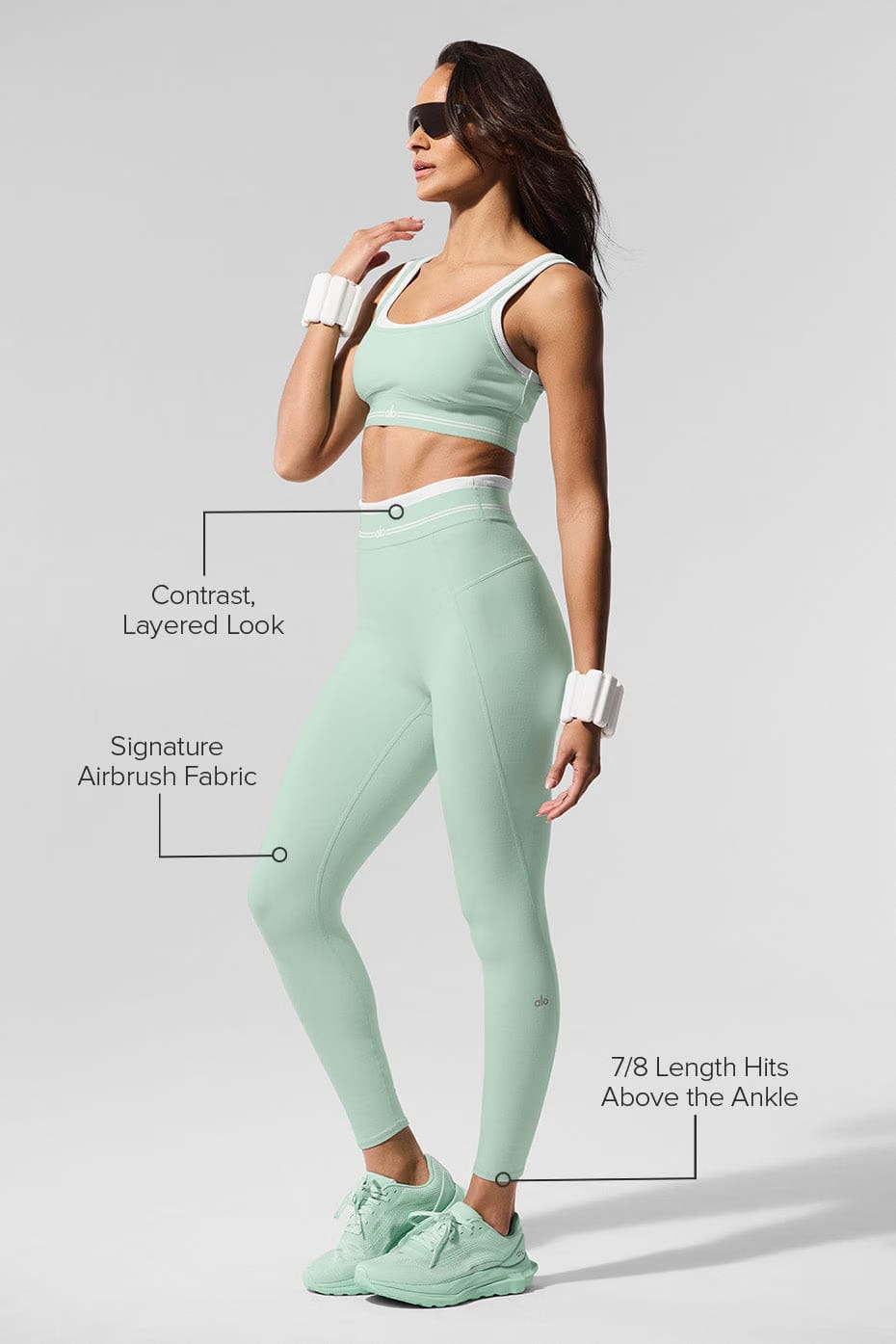 Alo Yoga Airbrush High-Waist 7/8 Better Together Legging - Spearmint/White