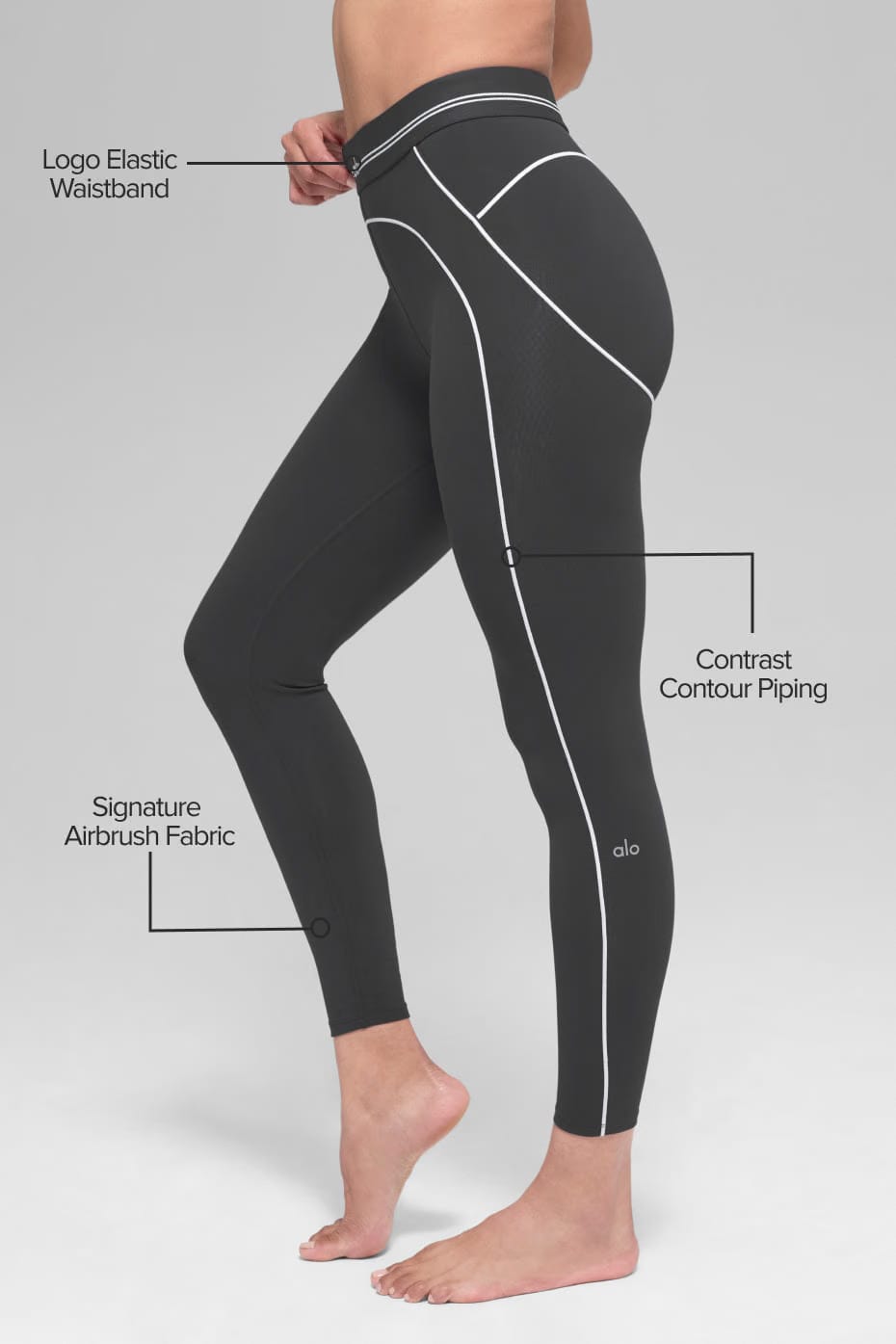 Alo Yoga Airbrush High-Waist 7/8 Heart Throb Legging - Anthracite/White