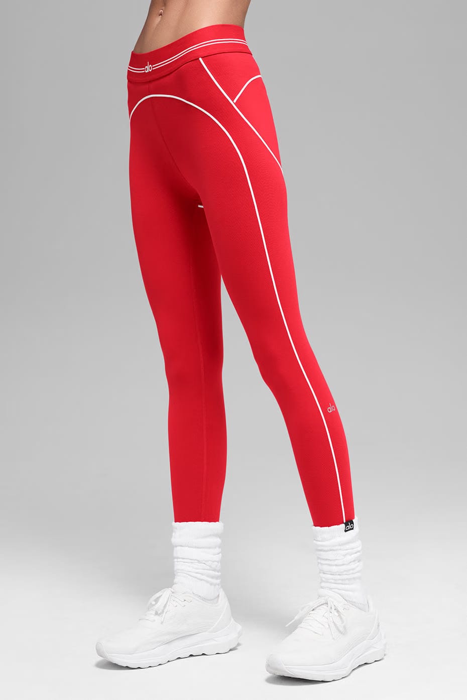 Alo Yoga Airbrush High-Waist 7/8 Heart Throb Legging - Bright Red/White