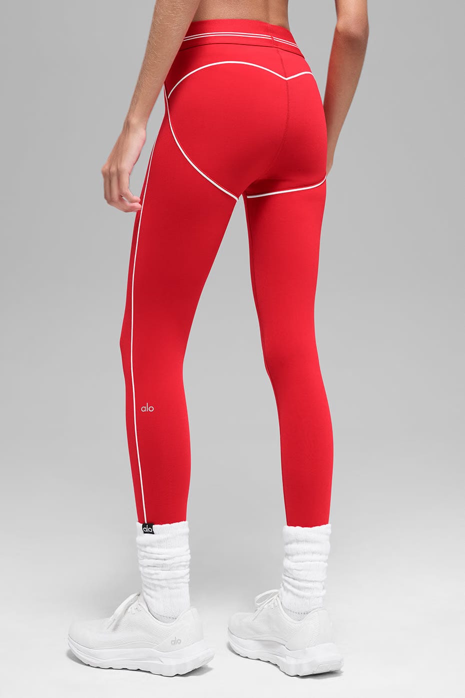 Alo Yoga Airbrush High-Waist 7/8 Heart Throb Legging - Bright Red/White
