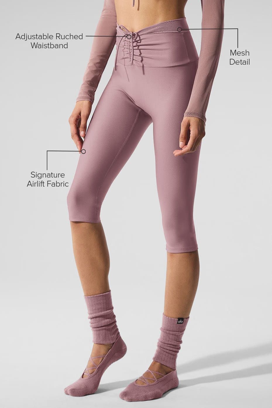 Alo Yoga Airlift Mesh High-Waist Divine Capri - Smoky Quartz