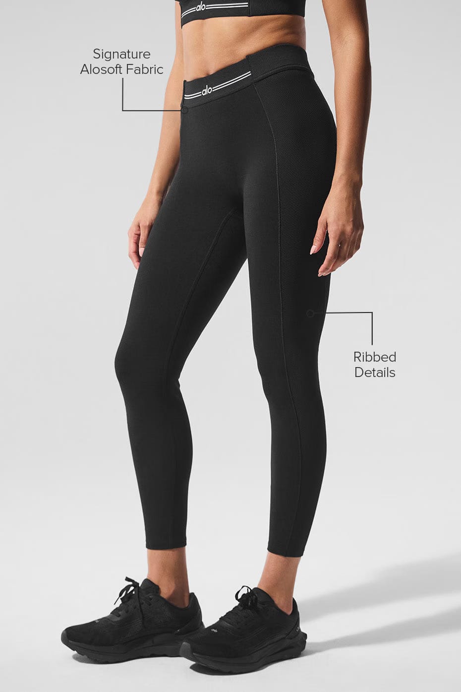 Alo Yoga Alosoft High-Waist 7/8 Relay Legging - Black/White