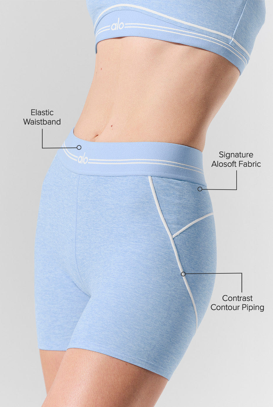 Alo Yoga 4” Alosoft High-Waist Heart Throb Short - Seashell Blue Heather/White