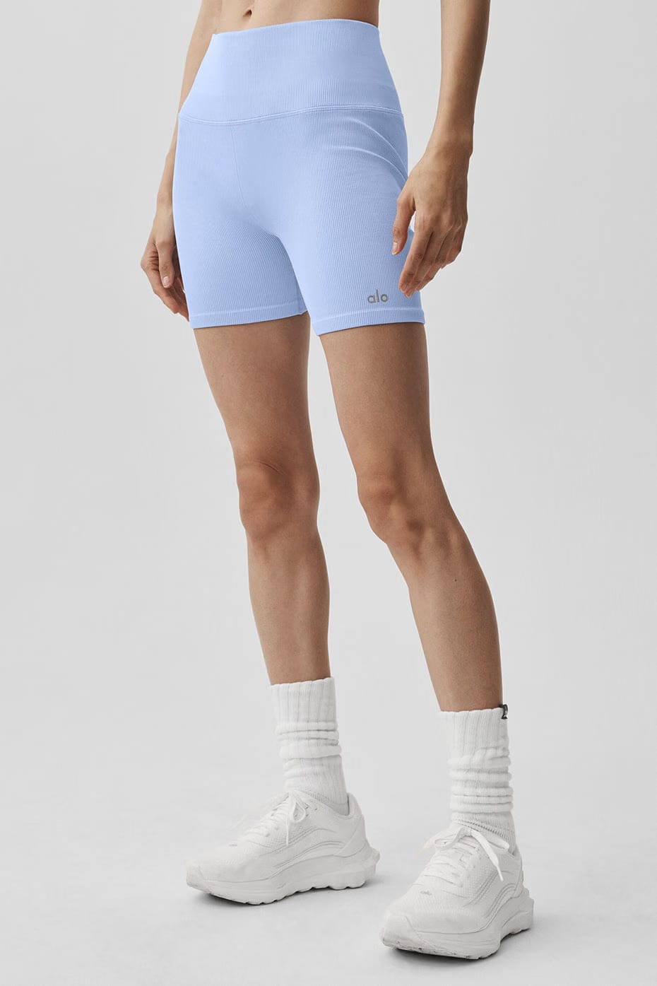 Alo Yoga 5" Seamless Ribbed Favorite Short - Light Provence Blue