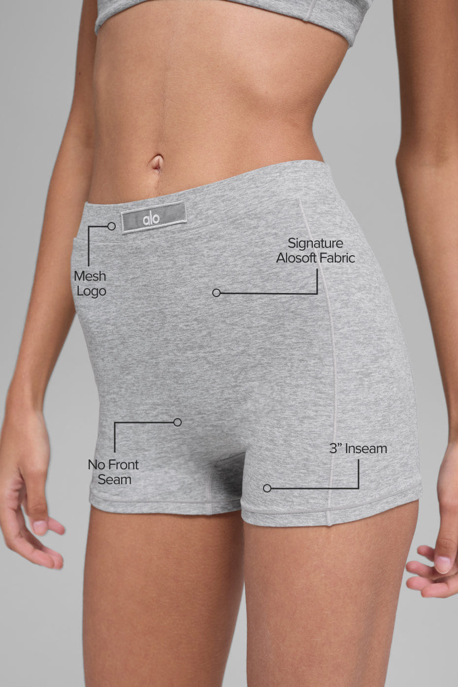 Alo Yoga Alosoft Sincere Micro Short - Athletic Heather Grey