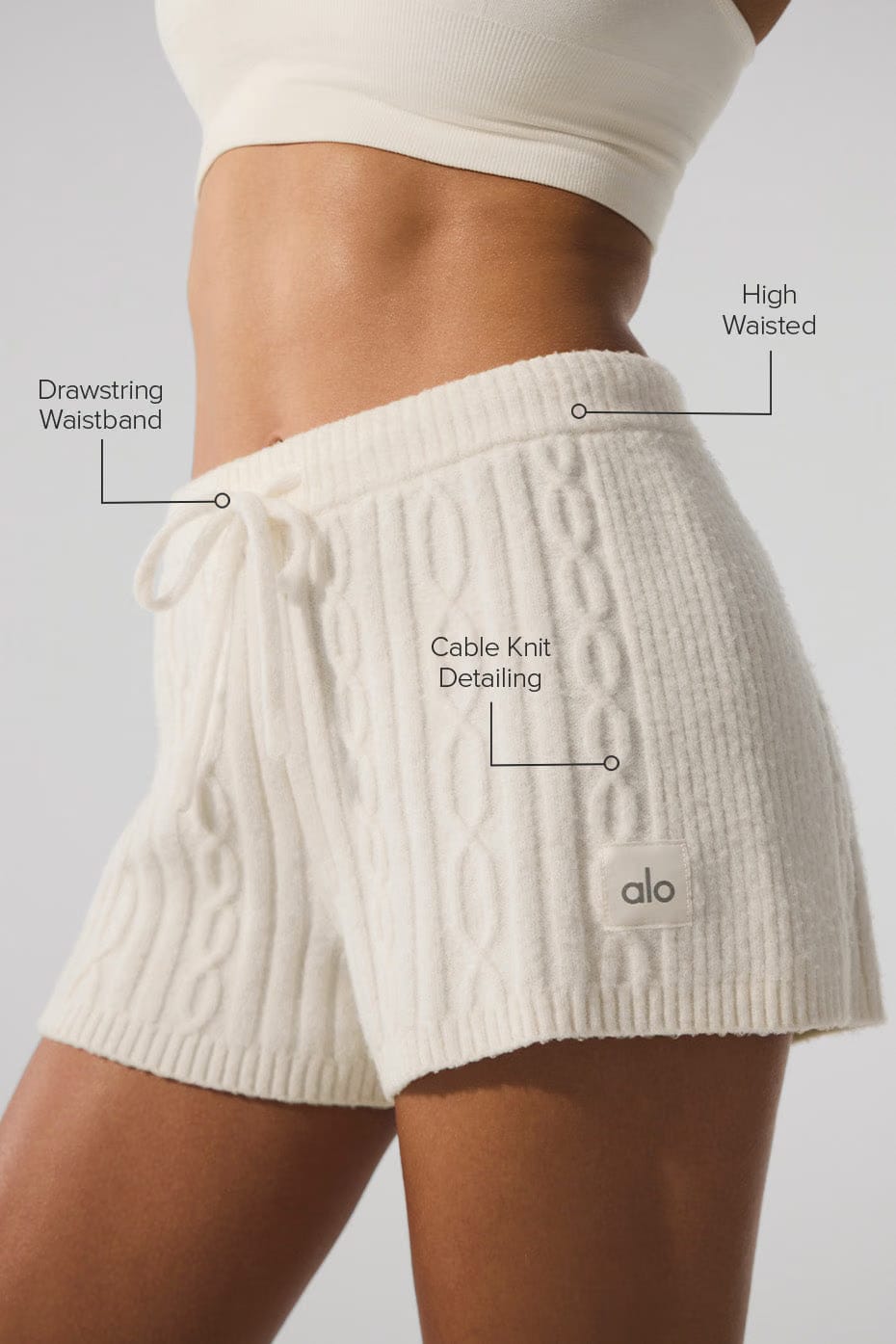 Alo Yoga Cable Knit Winter Bliss Short - Ivory