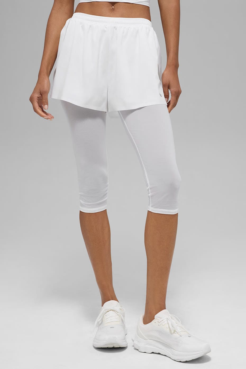 Alo Yoga Mesh Front Runner 2 In 1 Short - White