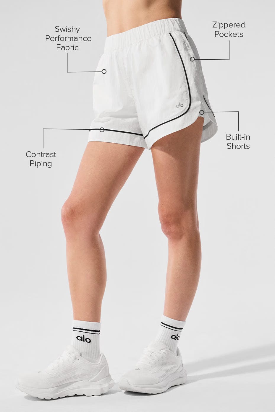 Alo Yoga Motivate Track Short - White/Black