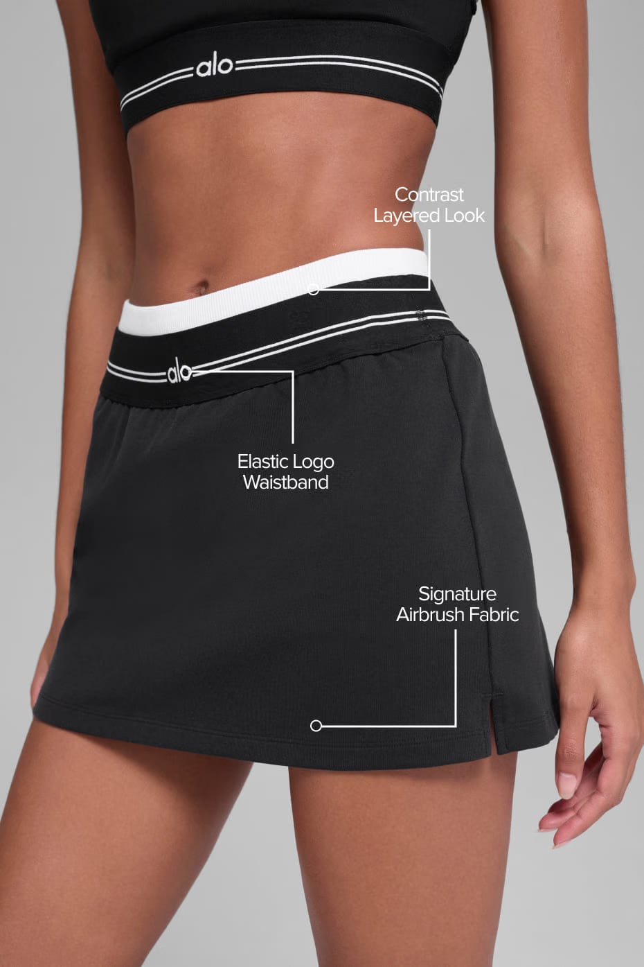 Alo Yoga Airbrush Better Together Tennis Skirt - Black/White