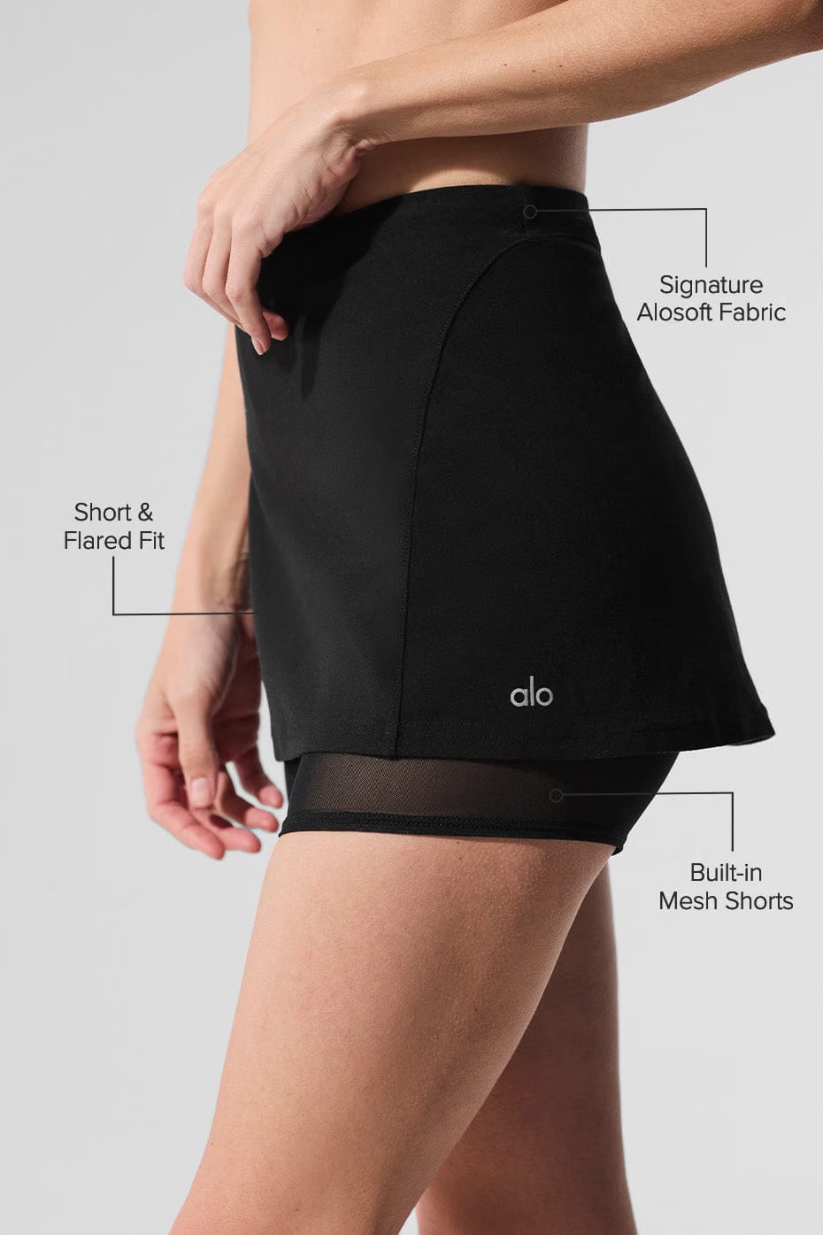Alo Yoga Alosoft Serve It Up Skirt - Black