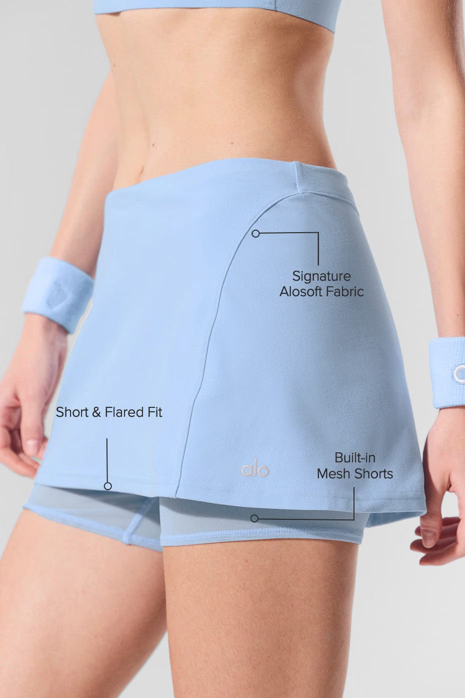 Alo Yoga Alosoft Serve It Up Skirt - Seashell Blue