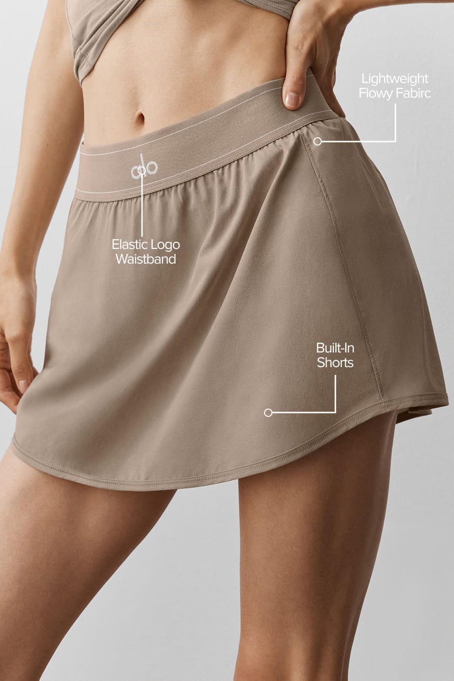Alo Yoga Match Point Tennis Skirt - Gravel
