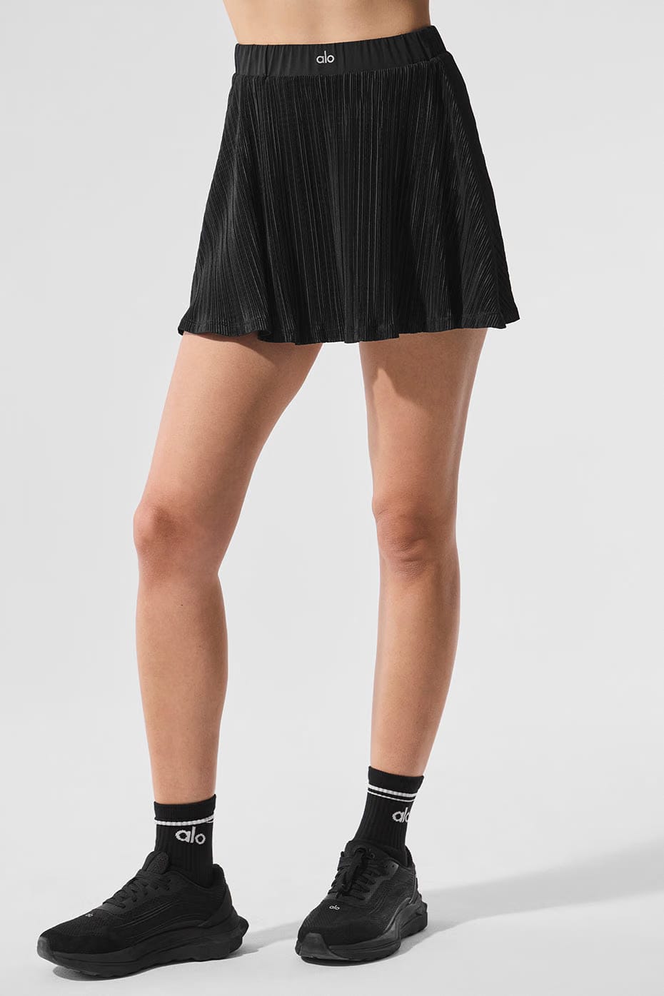 Alo Yoga Micro Plisse Tennis Skirt - Black