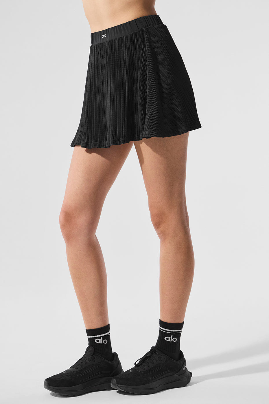 Alo Yoga Micro Plisse Tennis Skirt - Black