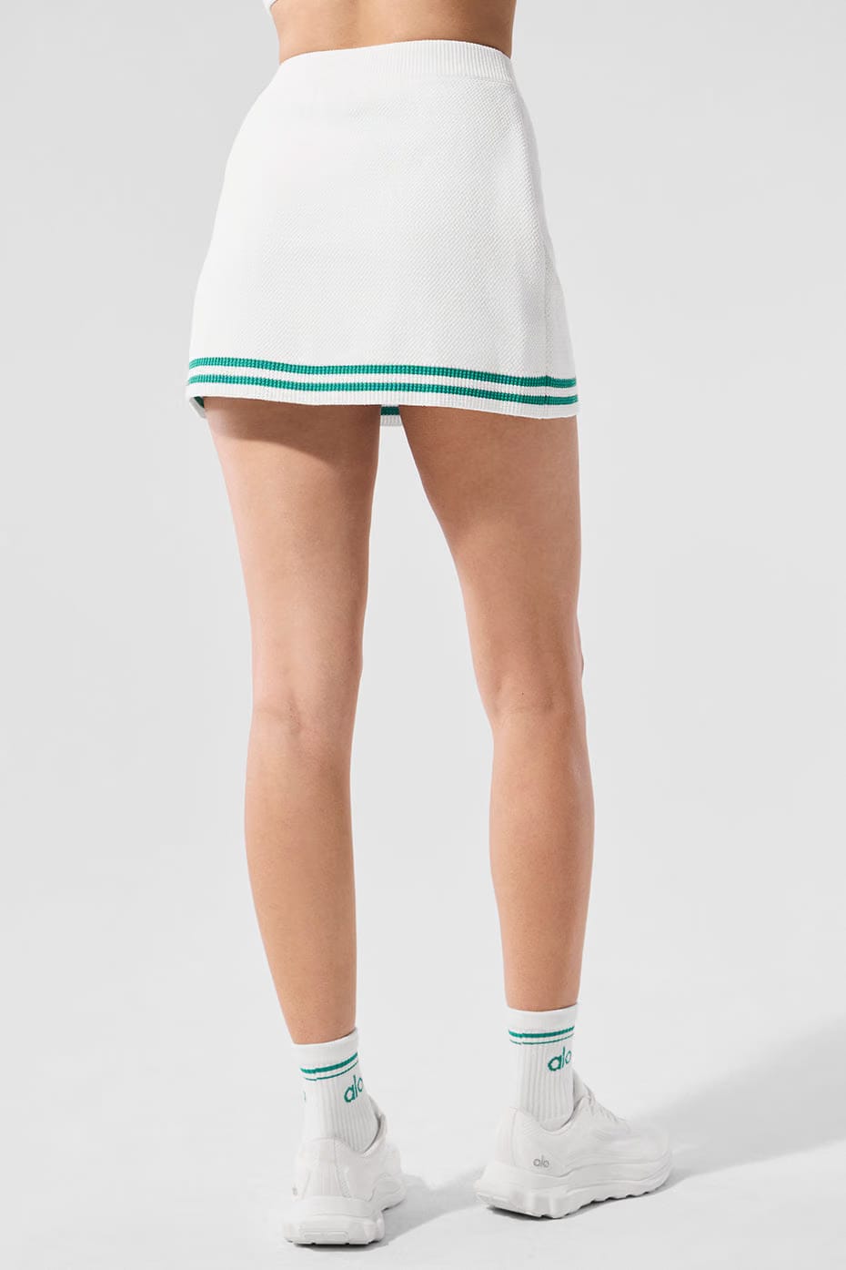 Alo Yoga Tennis Club Sweater Knit Skirt - White/Spruce Green
