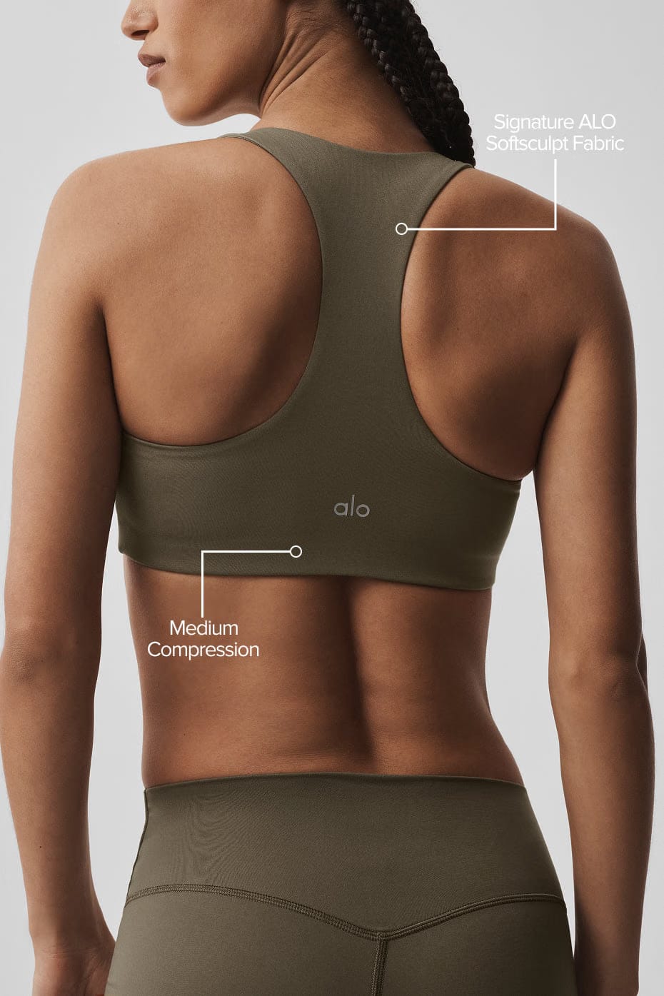 Alo Yoga ALO Softsculpt Base Bra - Olive Tree