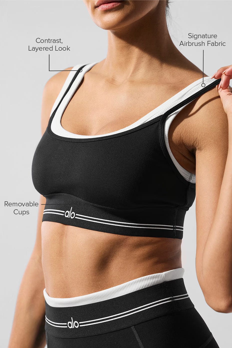 Alo Yoga Airbrush Better Together Bra - Black/White