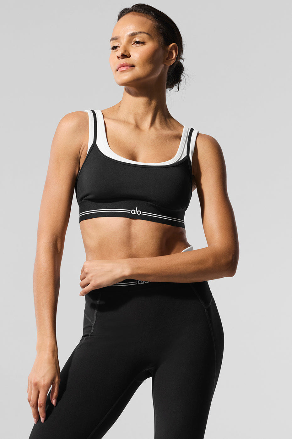 Alo Yoga Airbrush Better Together Bra - Black/White