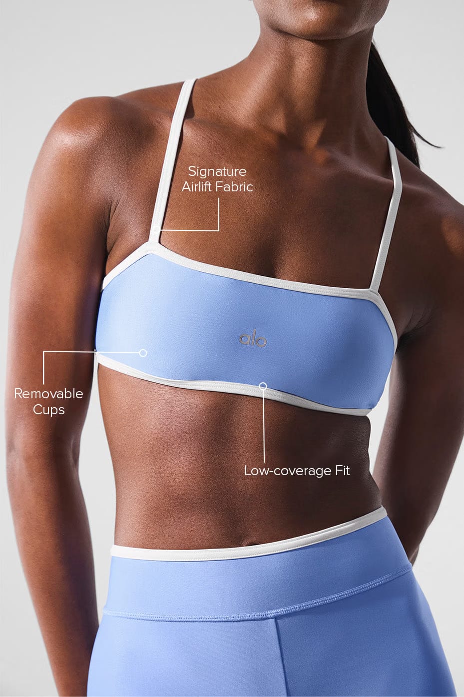 Alo Yoga Airlift Charger Bra - Crystal Clear Blue/White