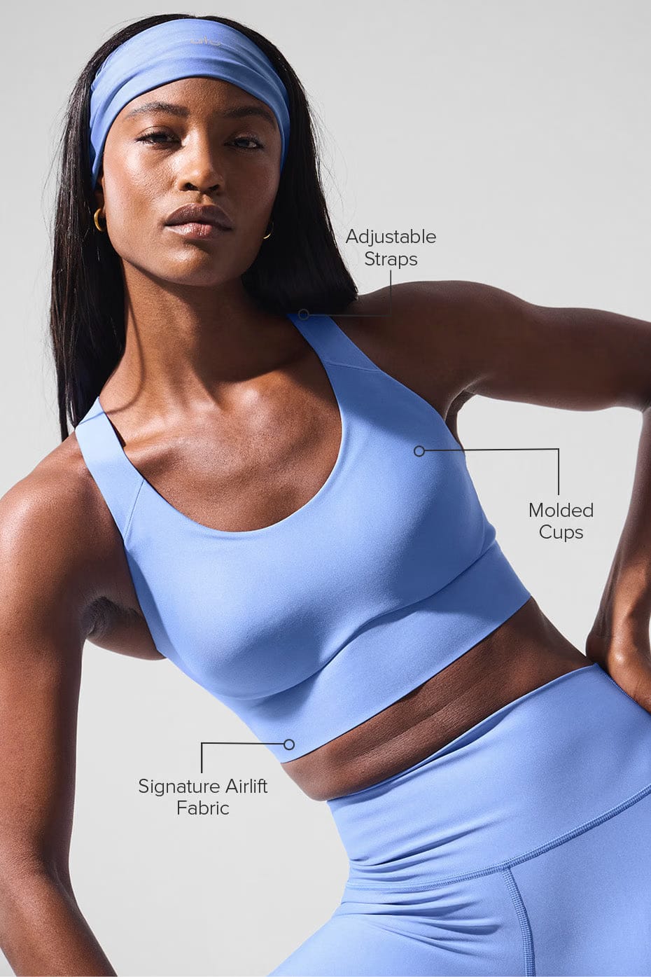 Alo Yoga Airlift Empower Bra - Crystal Clear Blue