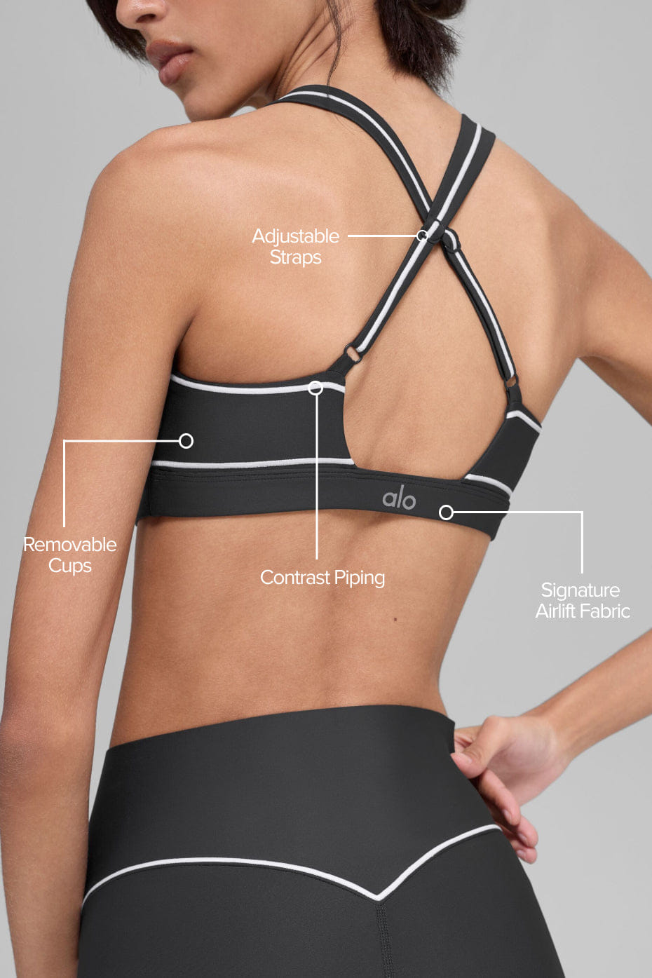 Alo Yoga Airlift Haven Bra - Anthracite/White
