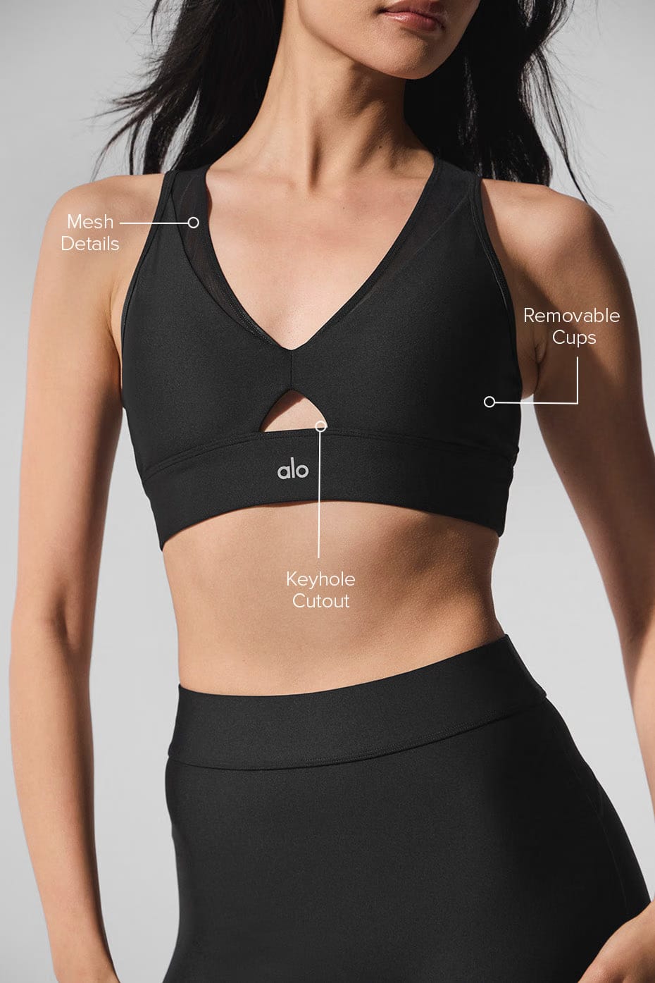 Alo Yoga Airlift Mesh Just Right Bra - Black
