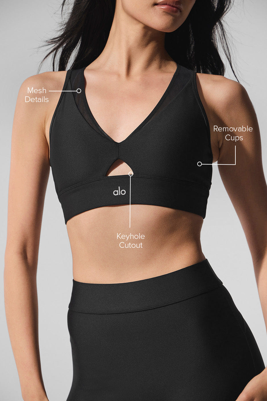 Alo Yoga Airlift Mesh Just Right Bra - Black