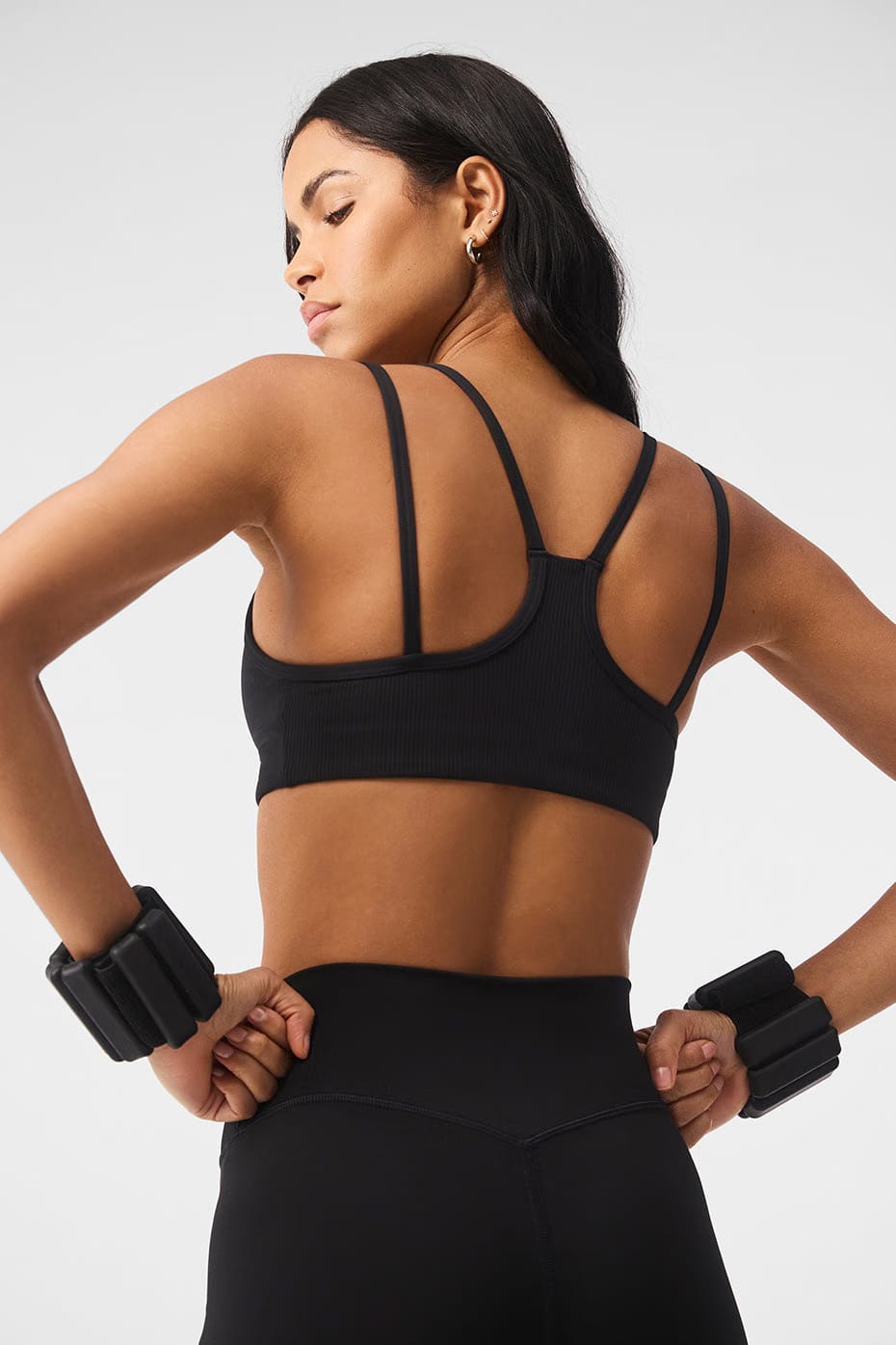 Alo Yoga Airlift Ribbed Jump Start V-Neck Bra - Black
