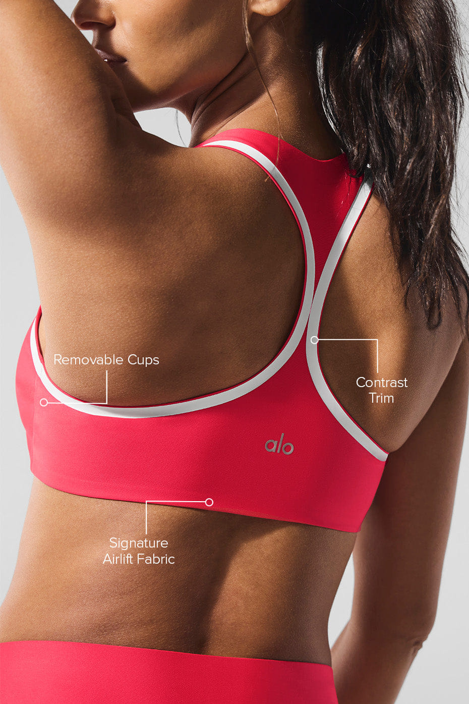 Alo Yoga Airlift Super Sleek Contrast Bra - Candy Red/White