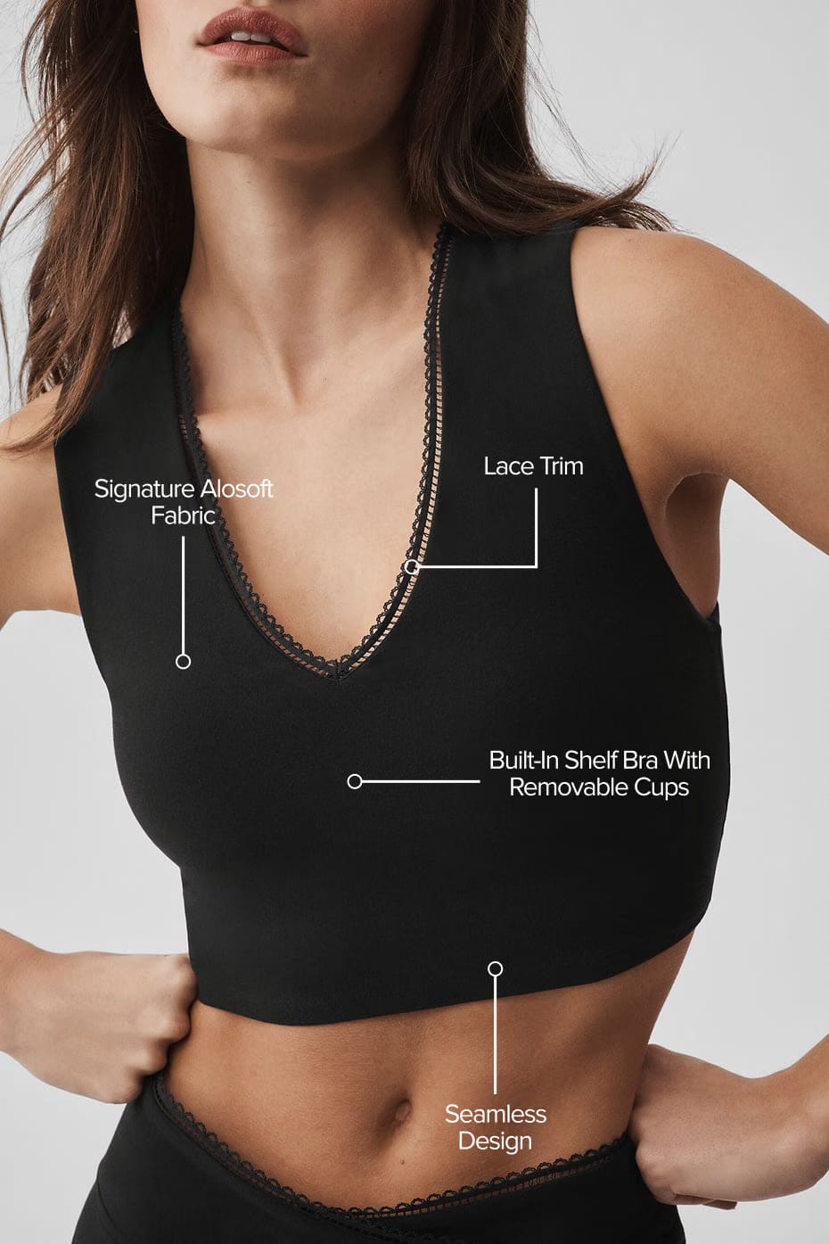 Alo Yoga Alosoft Affection V-Neck Bra Tank - Black