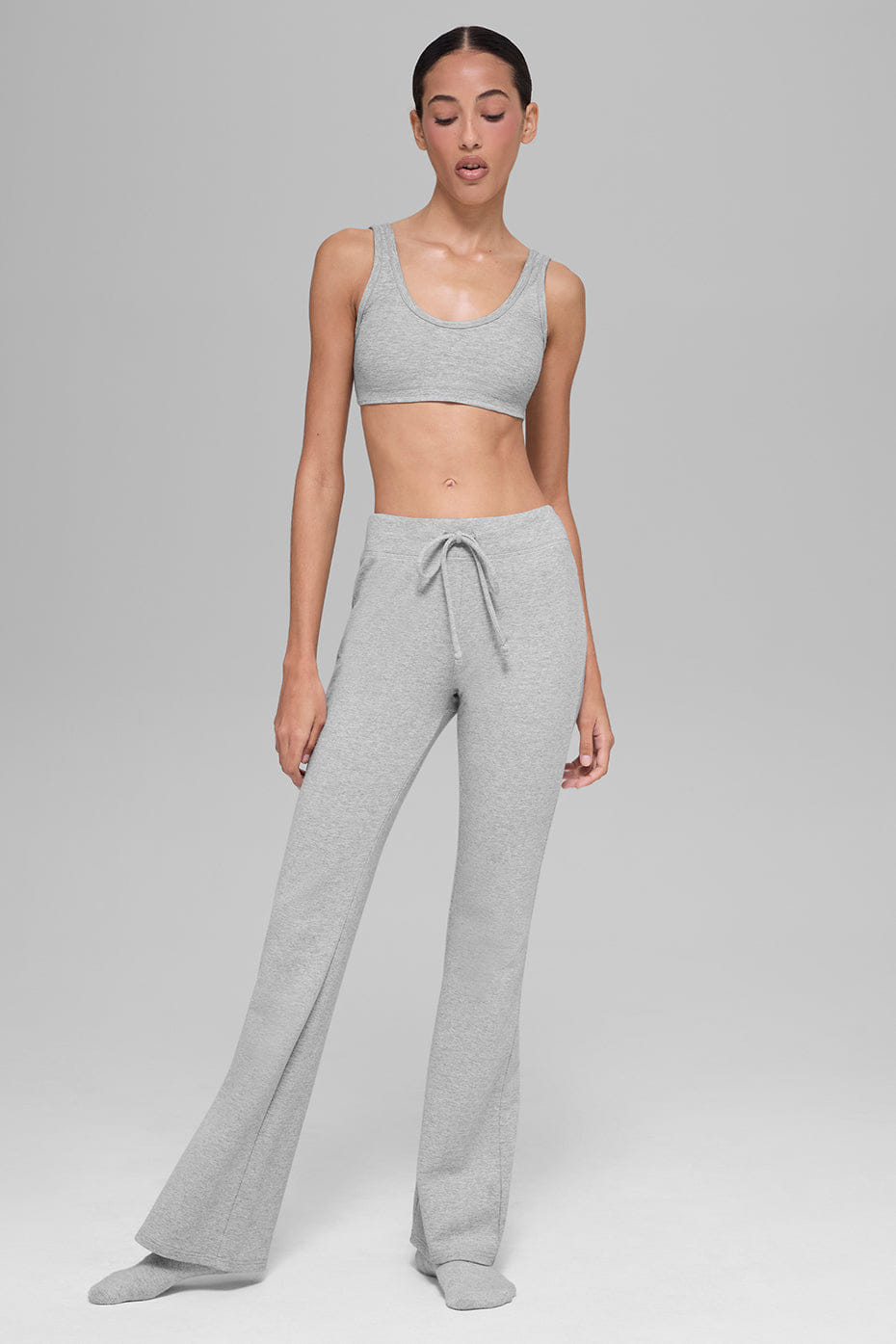 Alo Yoga Alosoft Center Stage Bra - Athletic Heather Grey