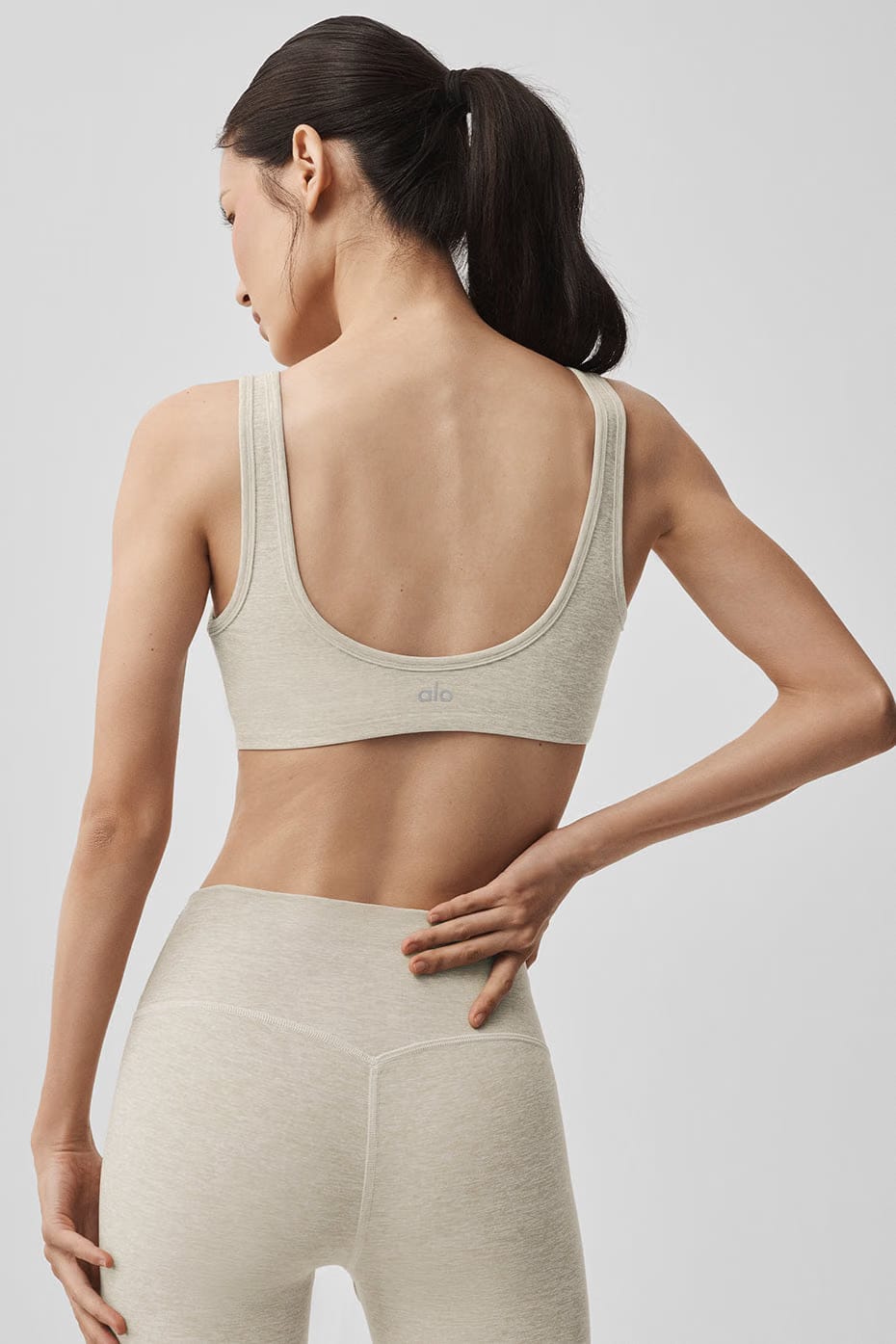 Alo Yoga Alosoft Center Stage Bra - Oatmeal Heather