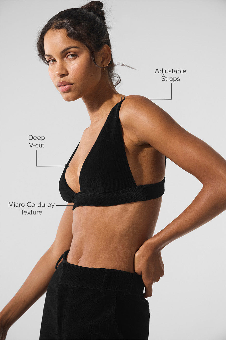 Alo Yoga Micro Corduroy Dreamer Bra - Black
