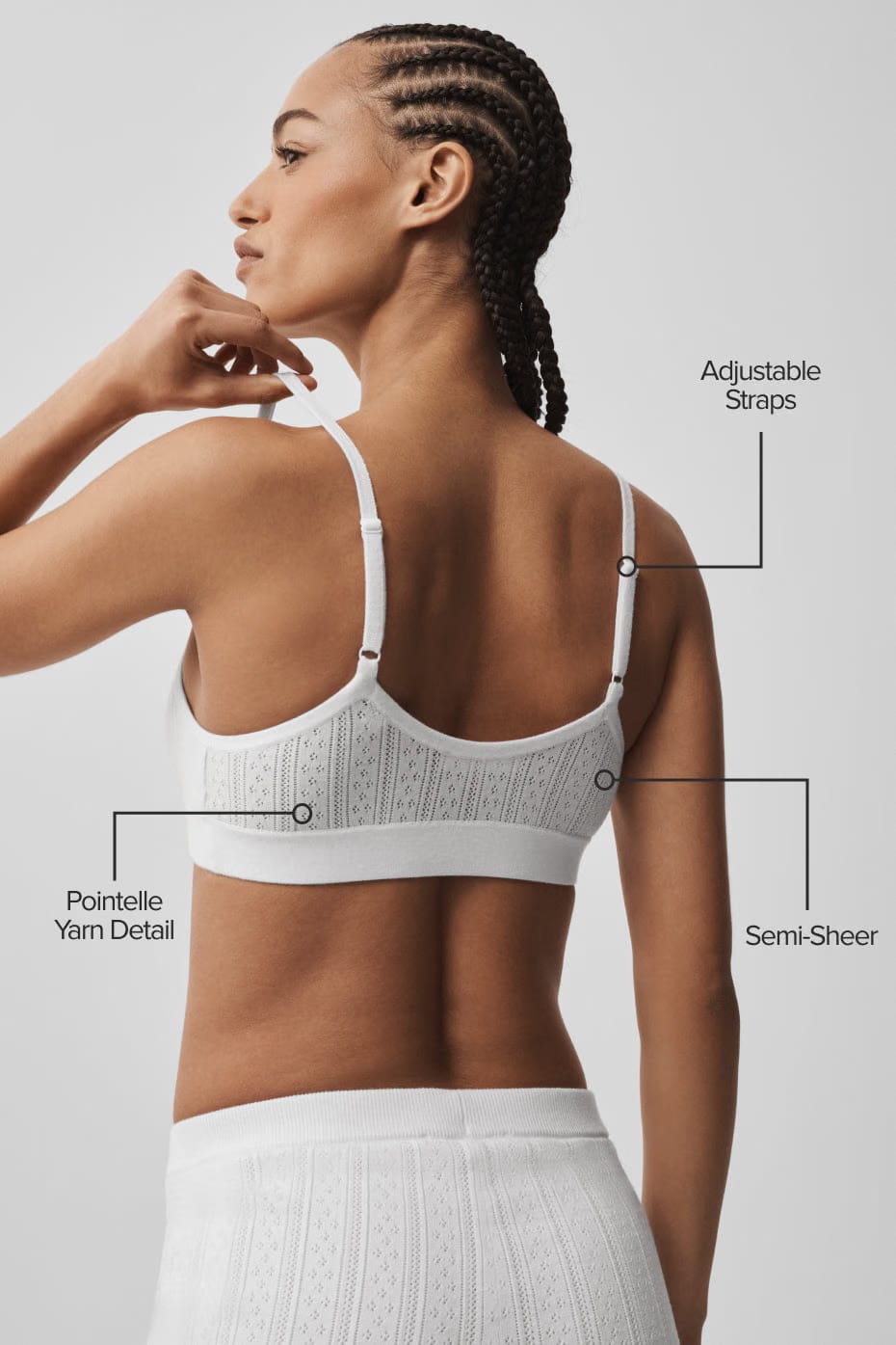 Alo Yoga Pointelle Sweater Be Mine Bra - Semi Sheer White