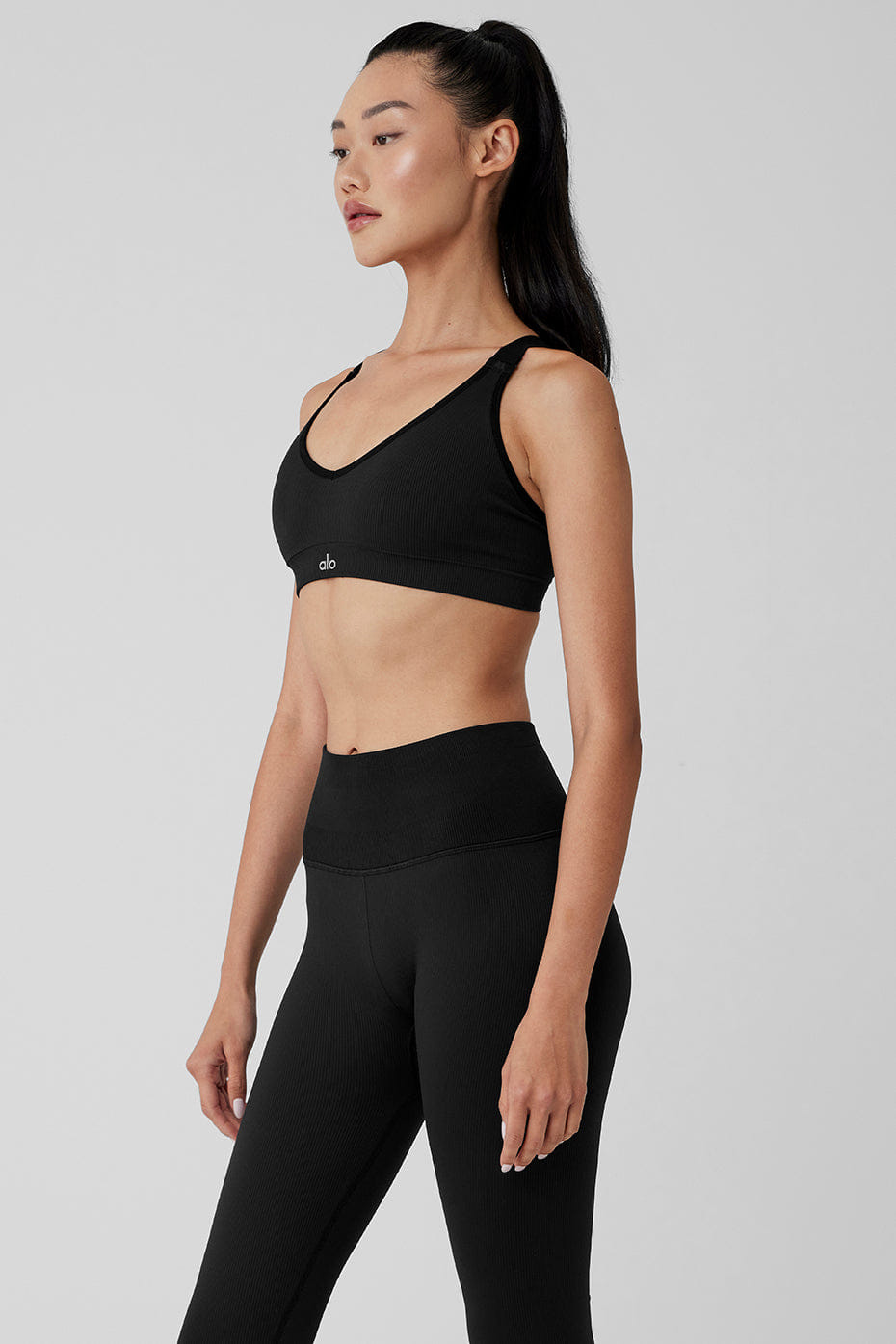 Alo Yoga Seamless Ribbed Favorite Bra - Black