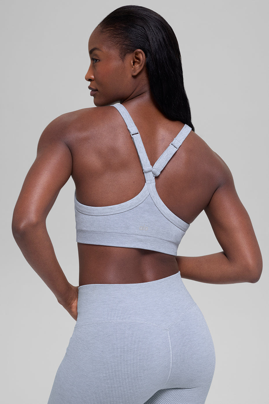 Alo Yoga Seamless Two Tone Rib Bra - Winter Frost Heather