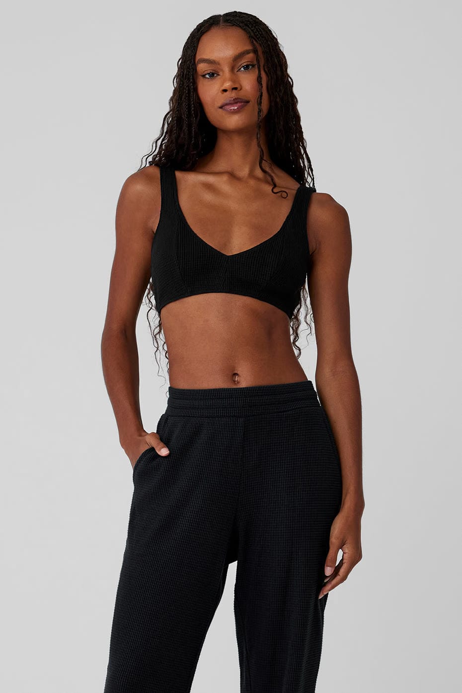 Alo Yoga Waffle Weekend Escape Bra - Black