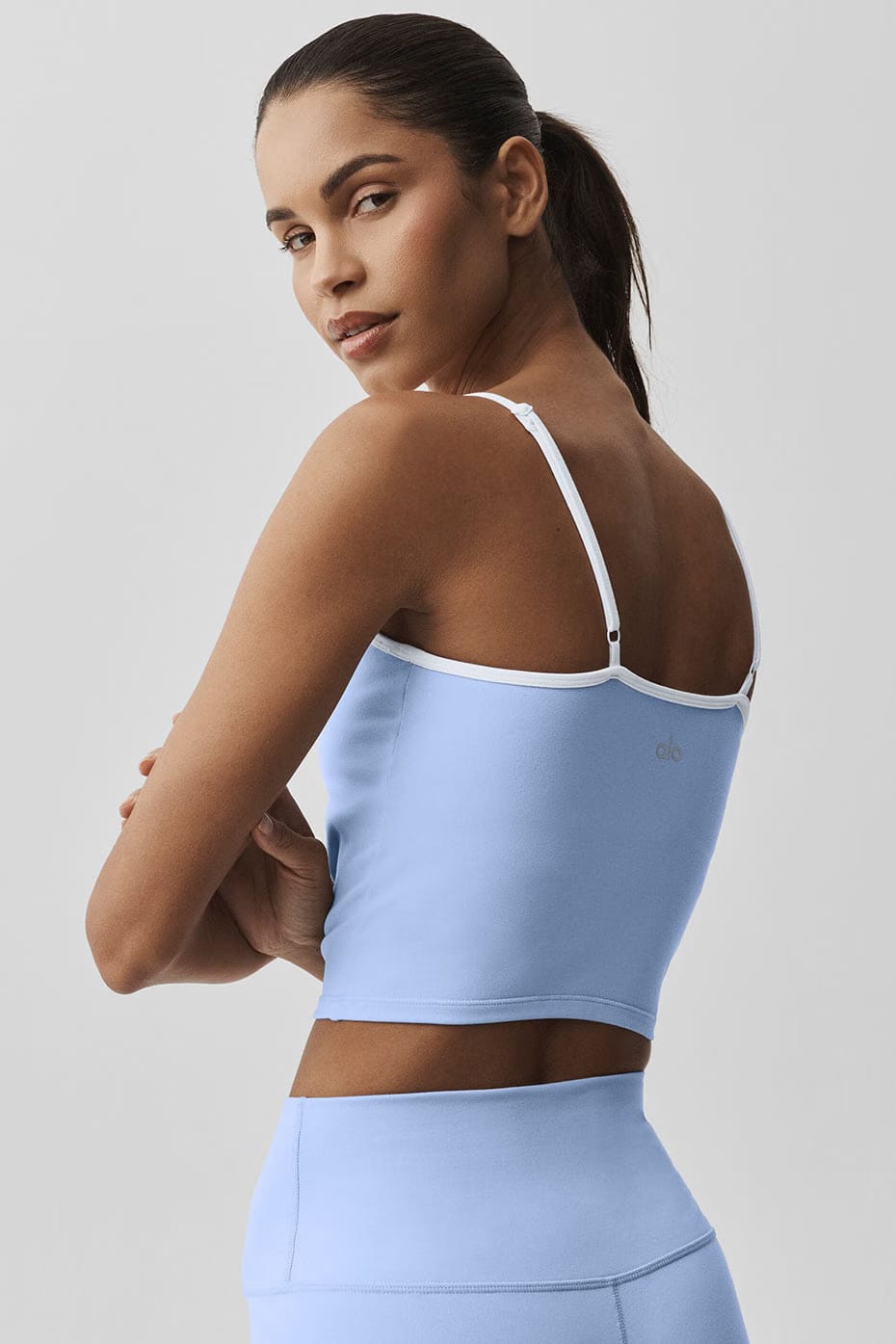 Alo Yoga Airbrush Refined Bra Tank - Light Provence Blue/White