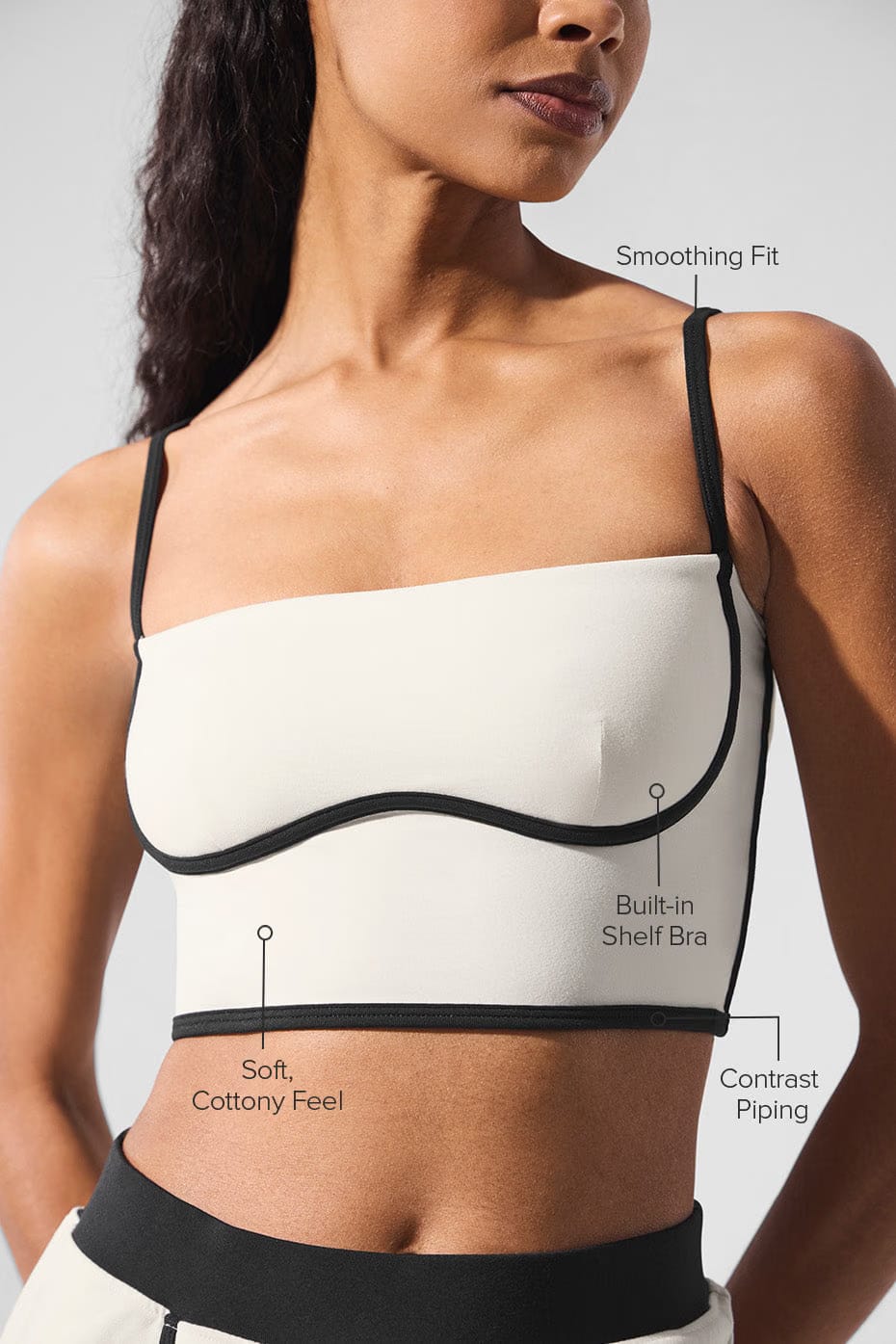 Alo Yoga Airbrush Streamlined Bra Tank - Ivory/Black