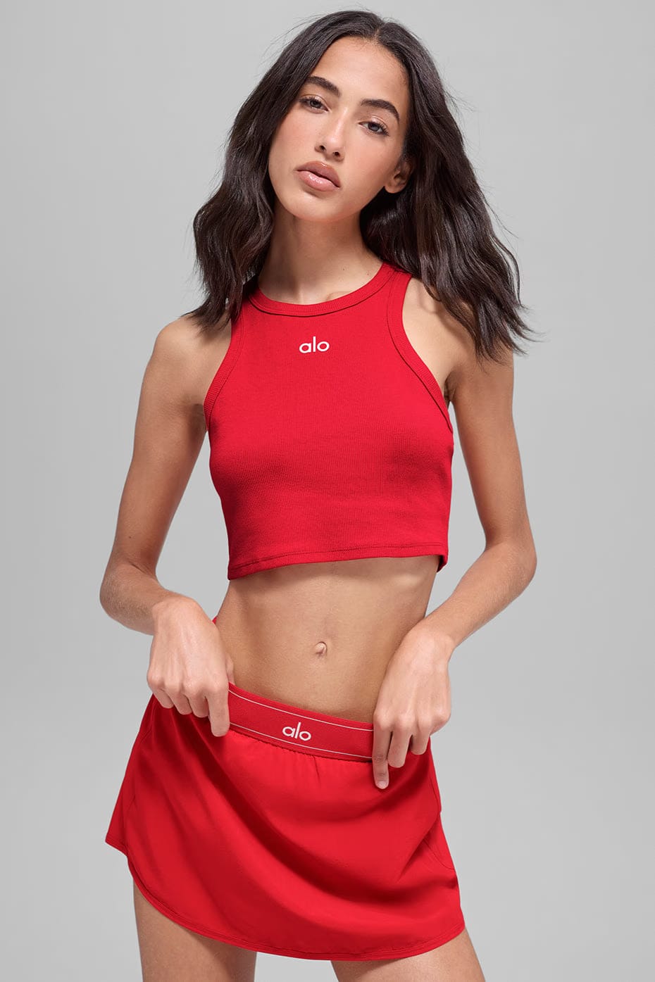 Alo Yoga Aspire Tank - Bright Red/White