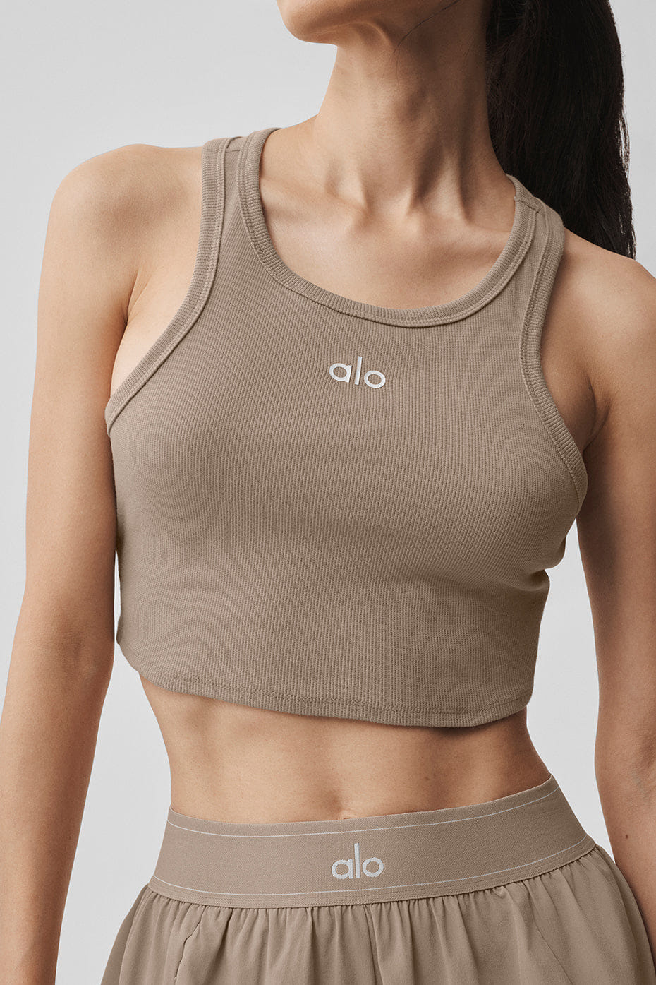 Alo Yoga Aspire Tank - Gravel/White