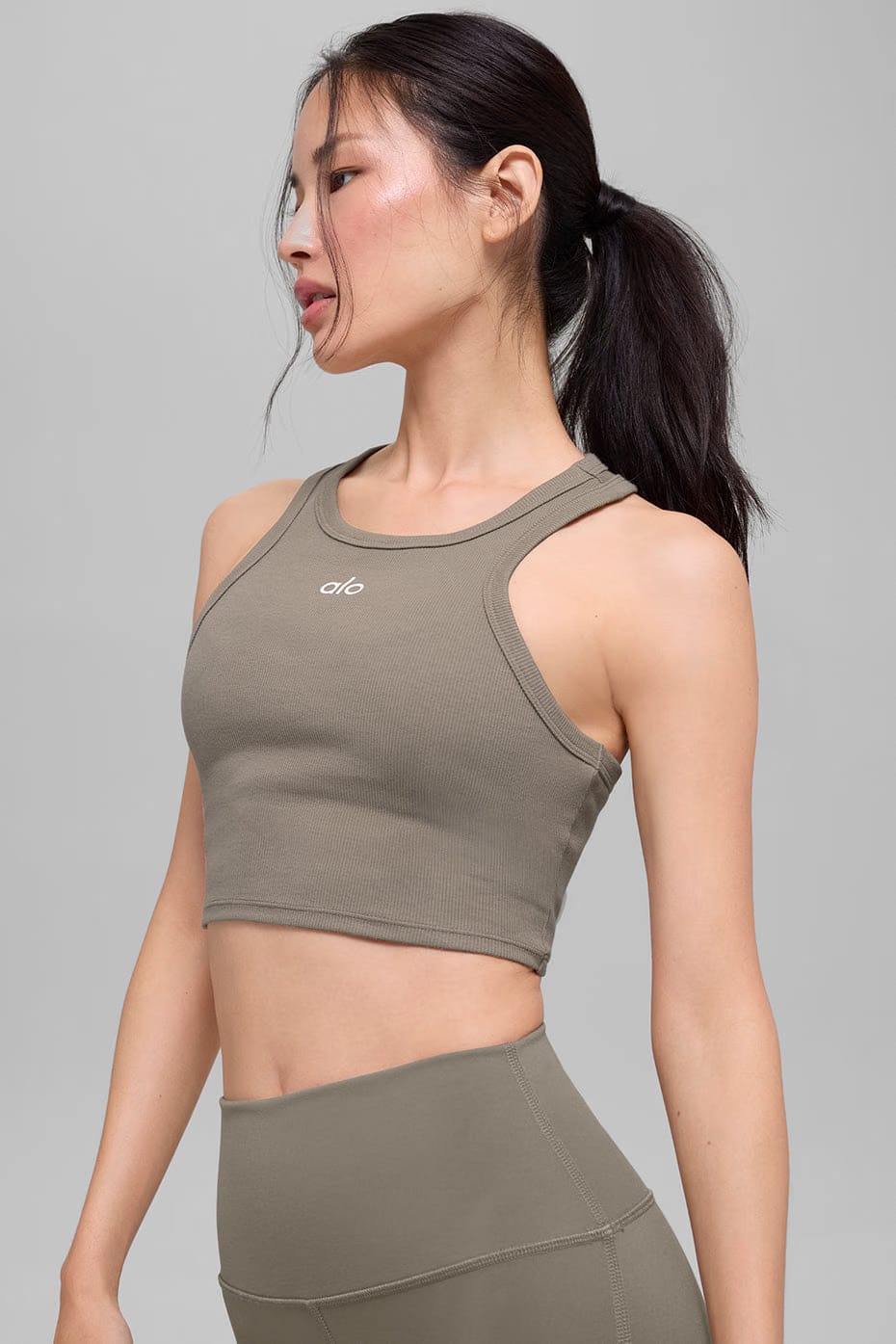 Alo Yoga Aspire Tank - Light Cocoa/White