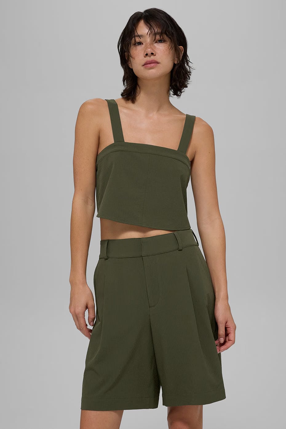 Alo Yoga Cropped Dreamscape Tank - Green Olive