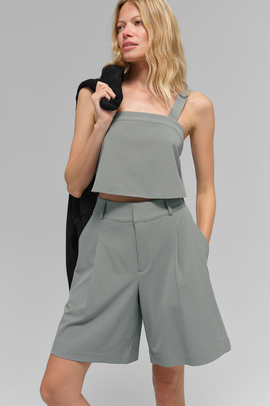 Alo Yoga Cropped Dreamscape Tank - Lunar Grey